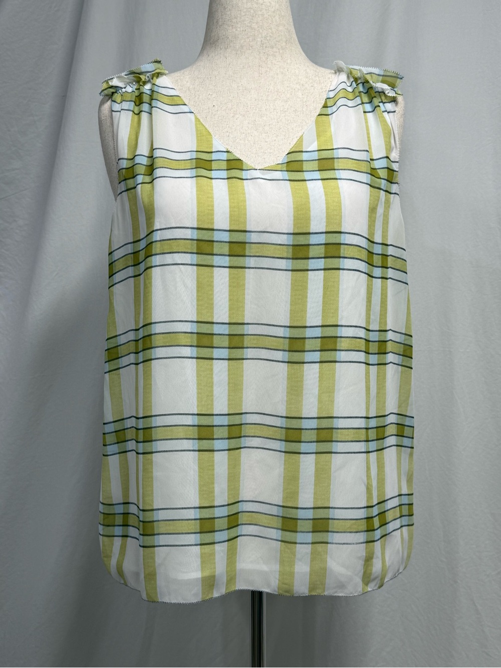 Ann Taylor Factory plaid top shell cami top large